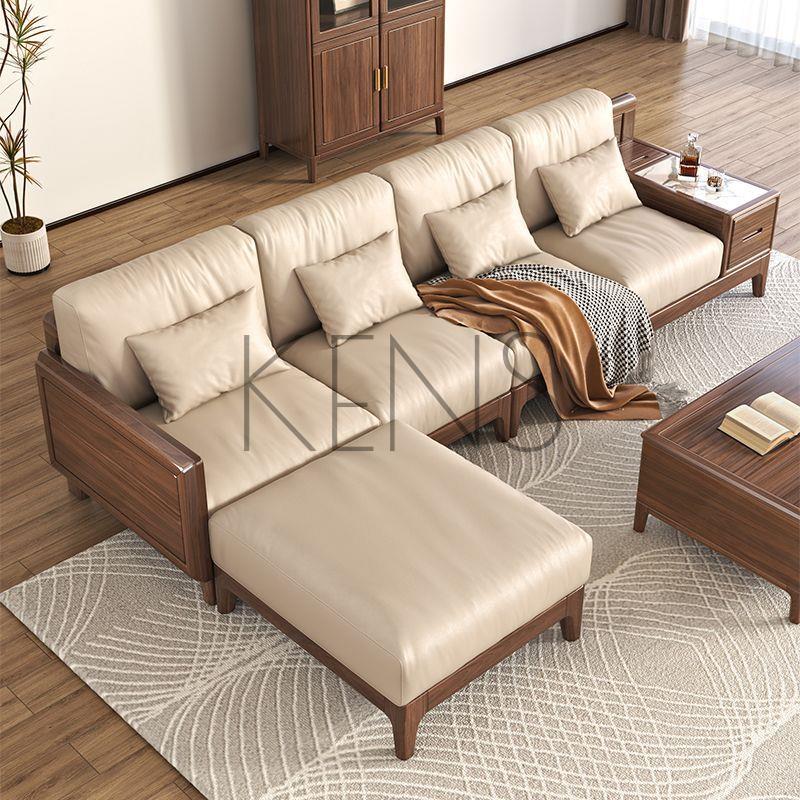 【KENS】沙發 沙發椅 新中式實木沙發組合家用客廳小戶型家具簡約現代胡桃木沙發