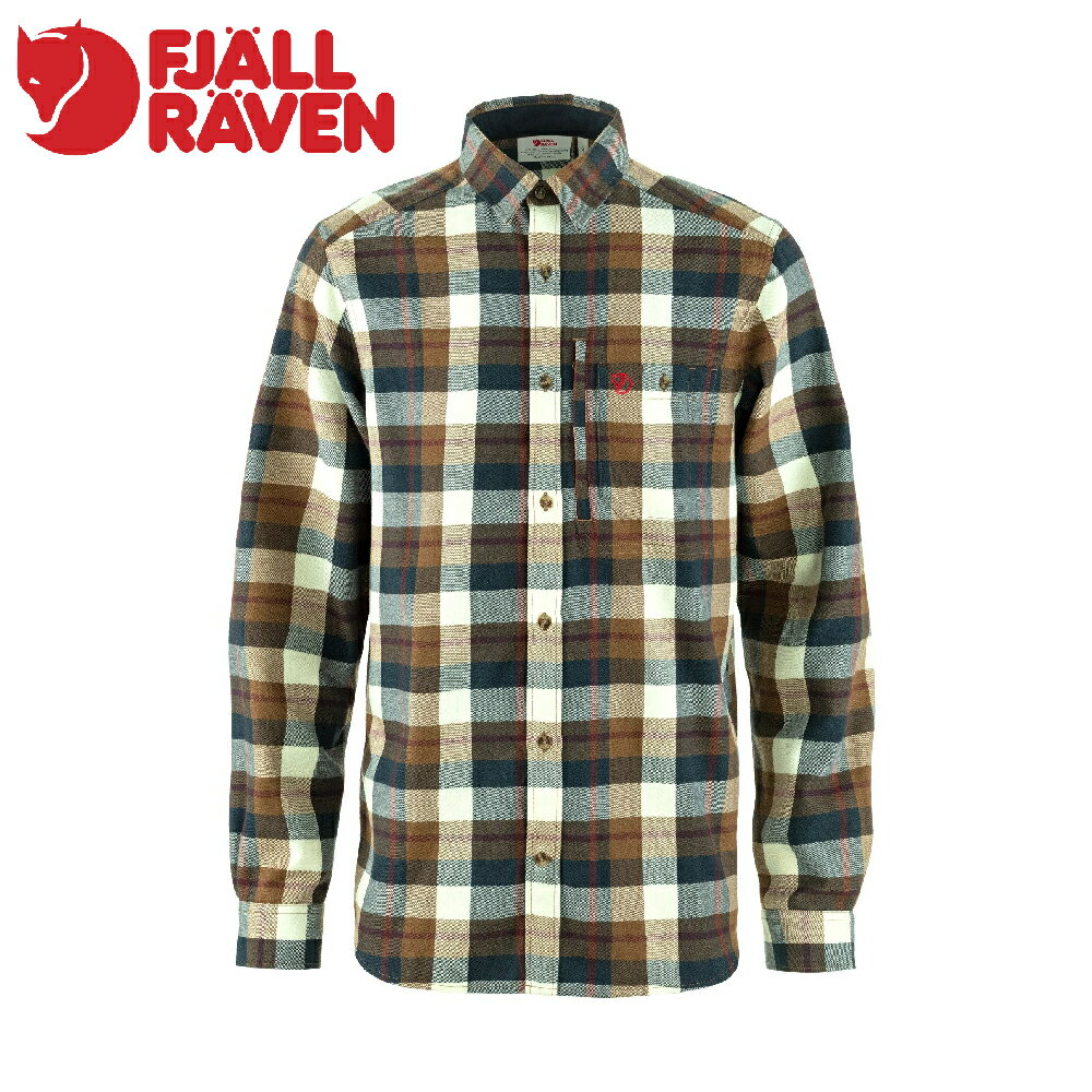 【Fjallraven 小狐狸 男 Fjallglim Shirt 保暖襯衫《木頭棕/粉筆白》】F81380/排汗衫/機能上衣
