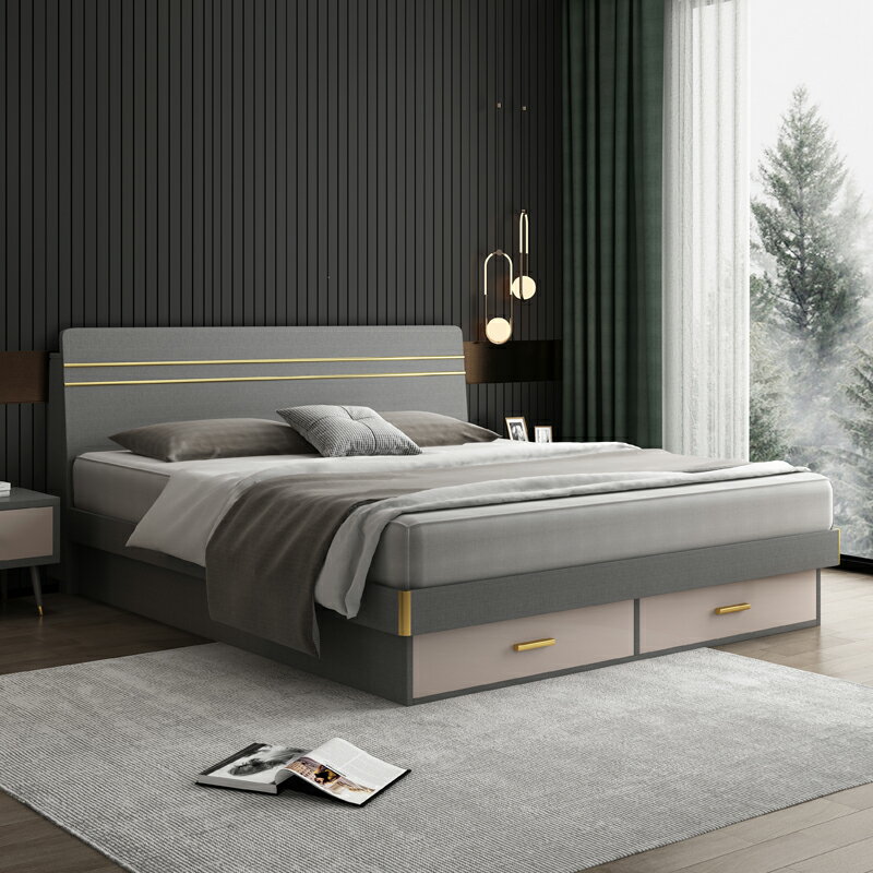 雙人床 北歐實木床 現代簡約 家用1.8米 主臥雙人床 婚床出租房1.5米 輕奢單人床