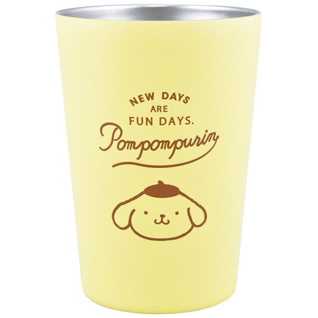 【震撼精品百貨】Pom Pom Purin 布丁狗~日本三麗鷗SANRIO 布丁狗 無把不鏽鋼杯 460ml 黃大臉款*55112