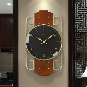 新中式鐘表掛鐘客廳家用時尚輕奢個性大氣掛墻時鐘中國風實木掛表