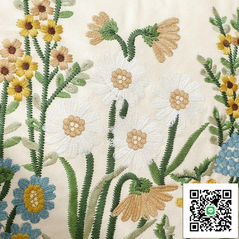 【免運】美式刺繡抱枕 田園全棉繡花 靠枕 沙發客廳靠墊 抱枕套不含芯 可拆洗