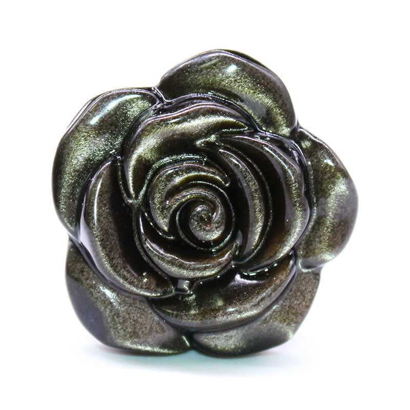 如鴻天然水晶原石擺件玫瑰花金曜石黑色帶光礦物裝飾石頭