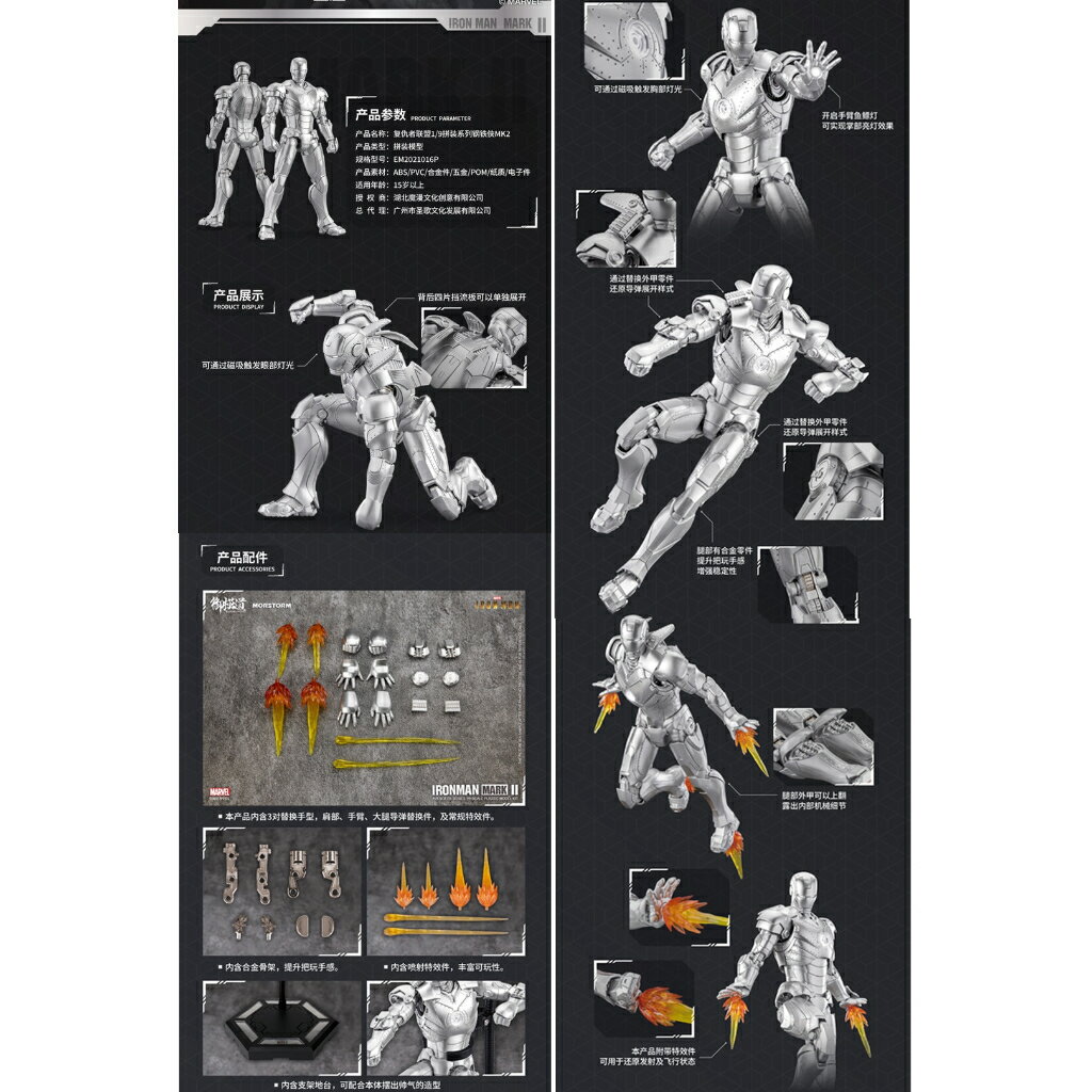 ISONA 23公分御模道鋼鐵人拼裝模型 鋼鐵人組裝模型 MK2 mk3 mk7 mk5 1