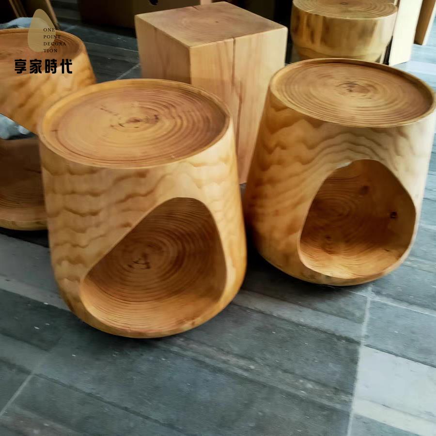 廠家直出 木墩 矮凳 邊幾 凳子 換鞋凳 實木木墩墩子凳子北歐原木樹樁民宿擺件圓形矮凳客廳家用椅子創意 工廠現貨 八折下殺syeb