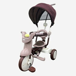 【淘氣寶寶】【日本iimo】【遮陽款】日本iimo #02兒童三輪車(折疊款-棕色)【保證公司貨】