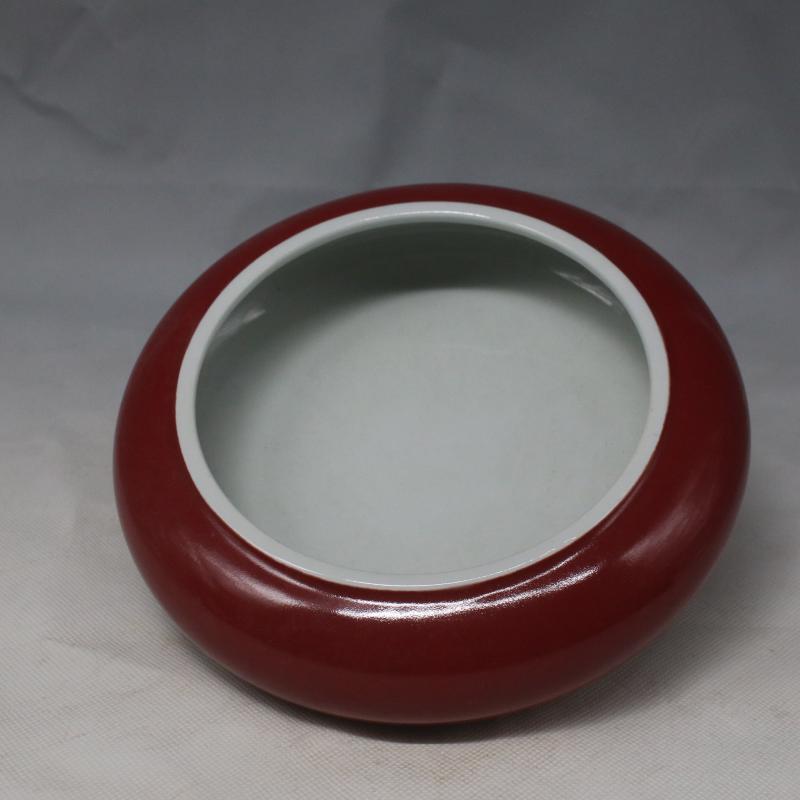 景德鎮仿古瓷 全手工祭紅釉水盂 水洗 文房用品1入