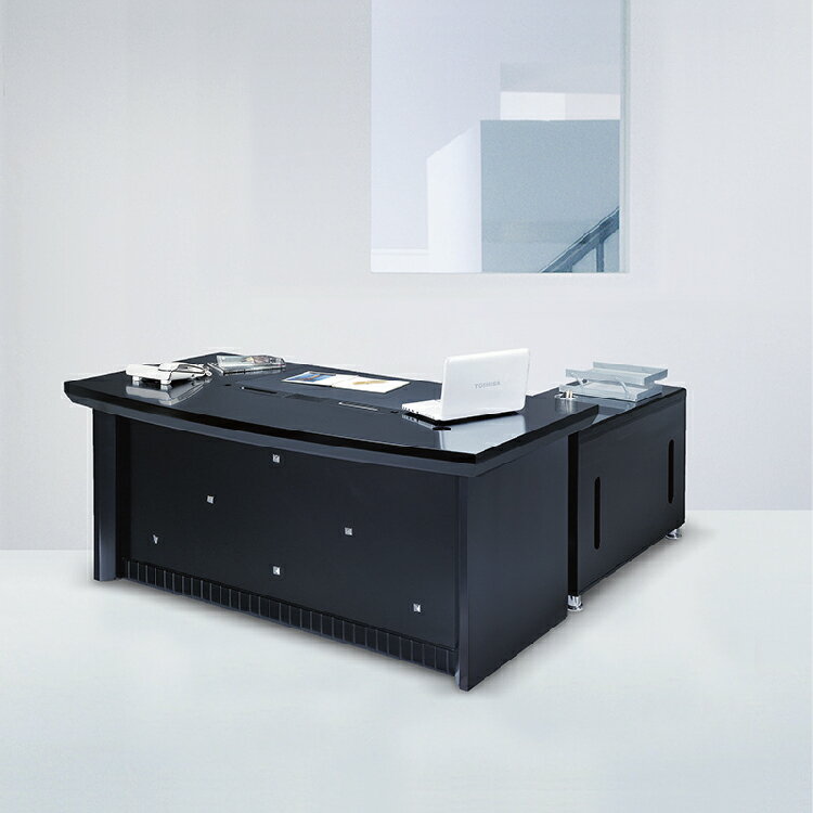 【 IS空間美學 】晶鑽黑金鋼6.5尺主管桌整組(2023B-131-1) 辦公桌/電腦桌/會議桌
