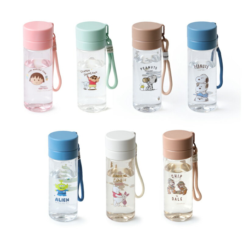 Tritan透明水壺550ml ｜Norns Original Design  BPA FREE 隨身水瓶｜蠟筆小新 史努比 小熊維尼 三眼怪 奇奇蒂蒂 櫻桃小丸子