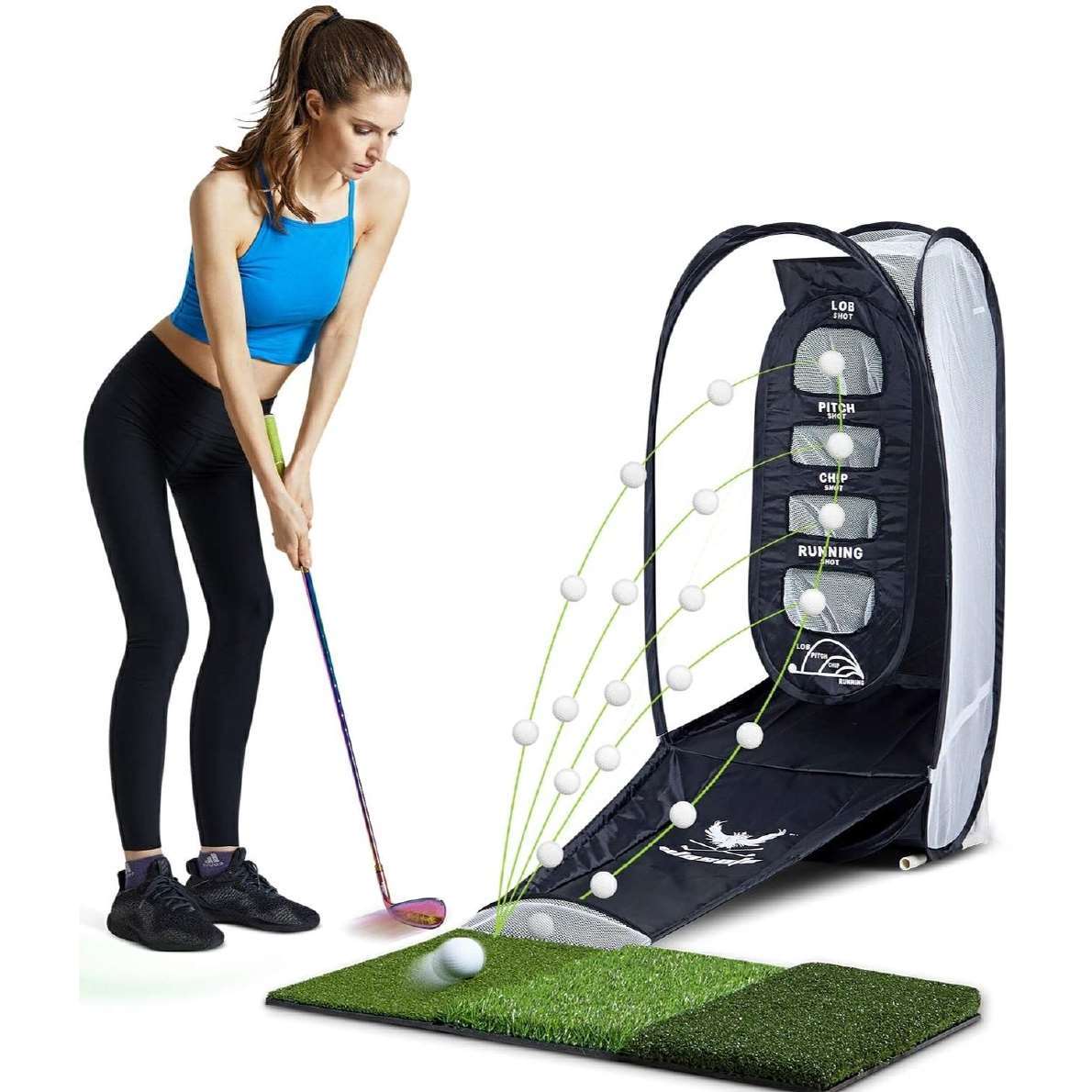 臺灣公司貨 免運 高爾夫球用品 golf裝備 球桿包 練習器 高爾夫揮桿練習器切桿練習網室內室外練習用品可折疊配打擊墊送球