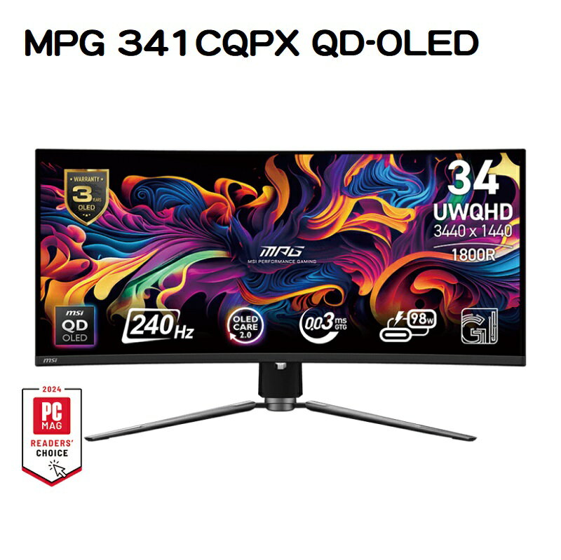 【享最高折300】MSI 微星 MPG 341CQPX QD-OLED 34吋 曲面螢幕/OLED/240Hz