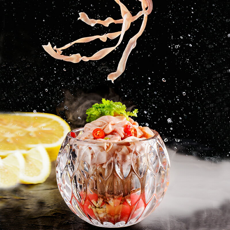 網紅個性冰鎮球形水晶玻璃碗鵝鴨腸餐具創意特色火鍋店商用菜盤子