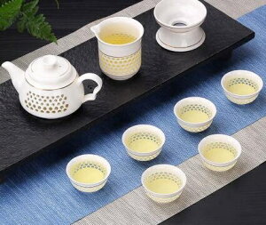 茶具 玲瓏鏤空陶瓷功夫茶具套裝家用泡茶杯茶壺景德鎮簡約蓋碗客廳小套