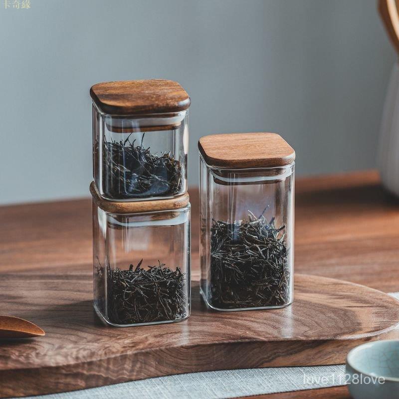 食品級玻璃密封罐 玻璃罐 茶葉罐 方形玻璃罐 玻璃瓶 糖果罐 咖啡豆收納罐 玻璃分裝罐 儲物罐 調味罐透明