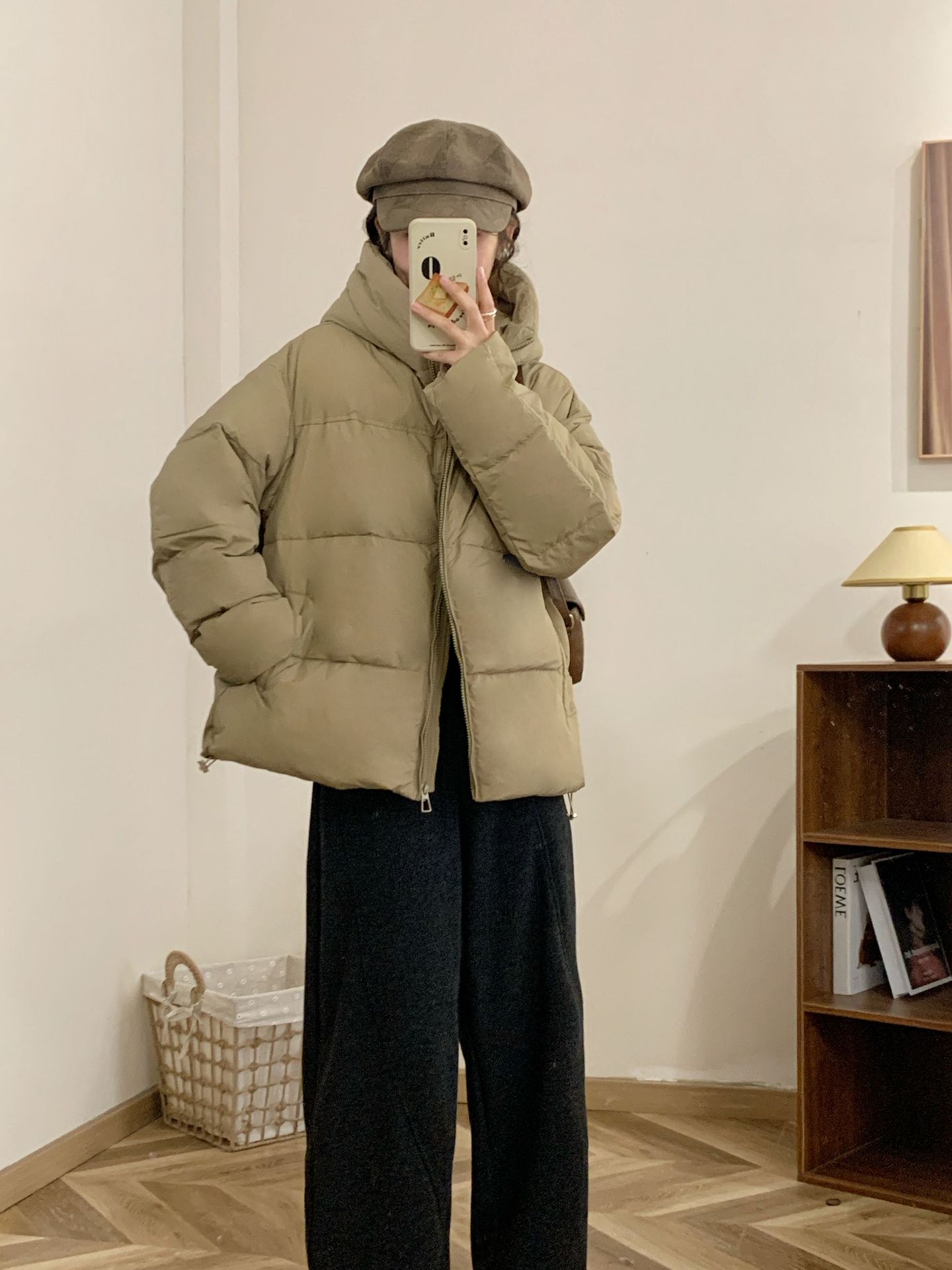 韓版羽絨服女式連帽2023冬季新款保暖加厚白鴨絨小個子面包服外套
