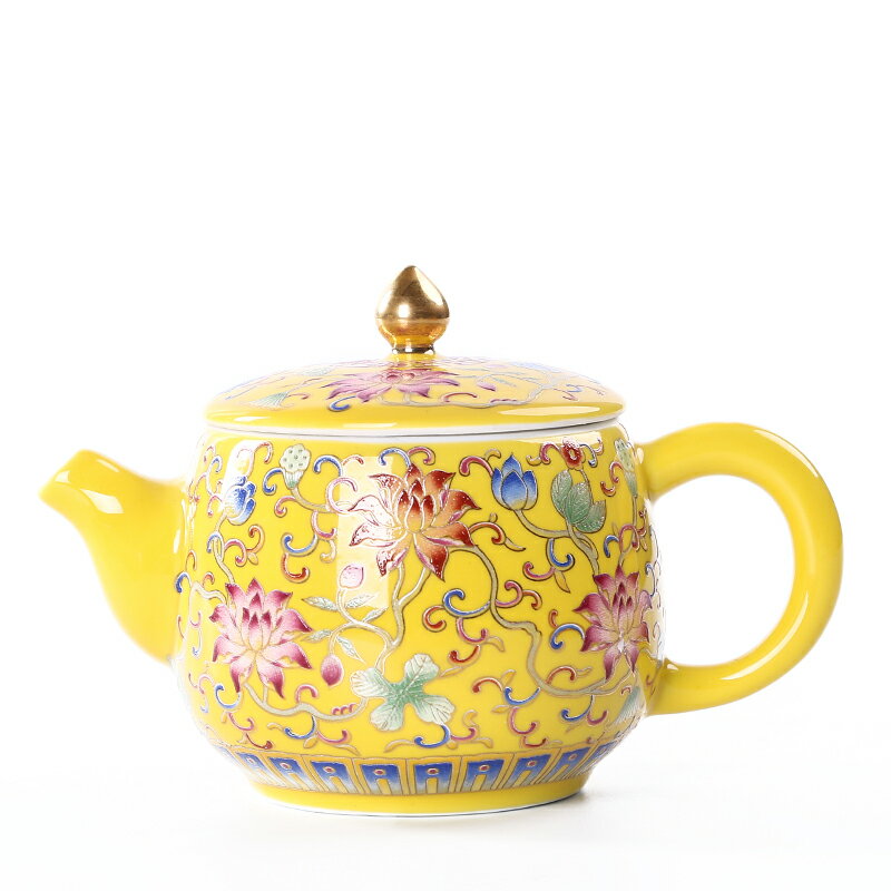 陶生活 茶壺陶瓷功夫茶具套裝單壺 琺瑯彩茶具過濾茶壺正品1入