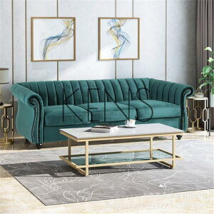 【KENS】沙發 沙發椅 北歐現代客廳三人沙發設計師美式鄉村絲絨輕奢墨綠色可拆洗軟沙發