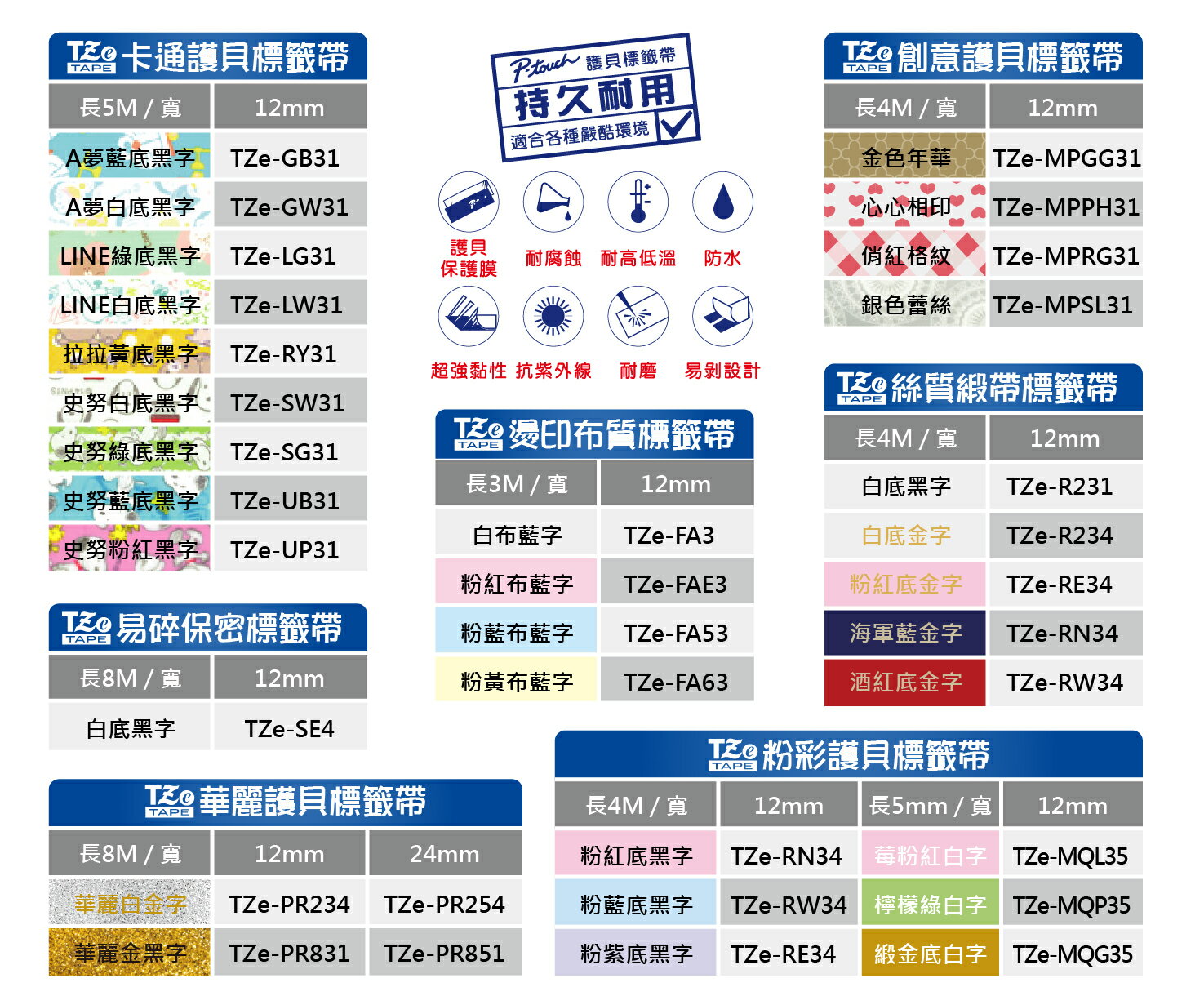 Brother 原廠TZe特殊規格護貝標籤帶 磨砂銀系列 12~36mm x 8M 標籤帶 貼紙 標籤貼紙 3