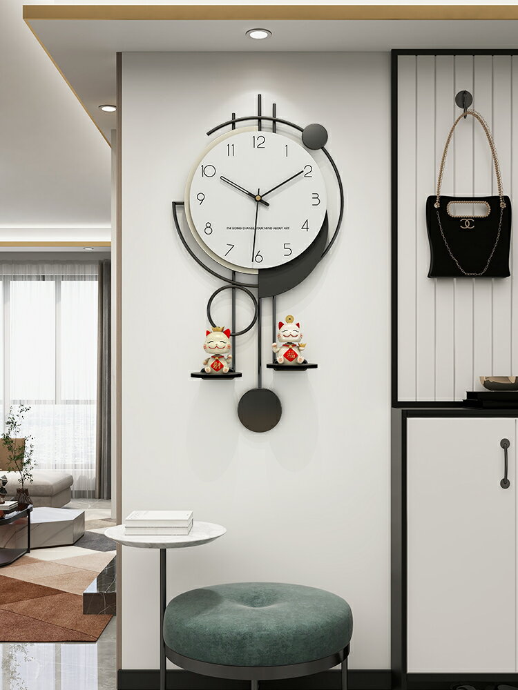 現代簡約鐘表掛鐘客廳2024新款輕奢大氣個性創意高端裝飾時鐘