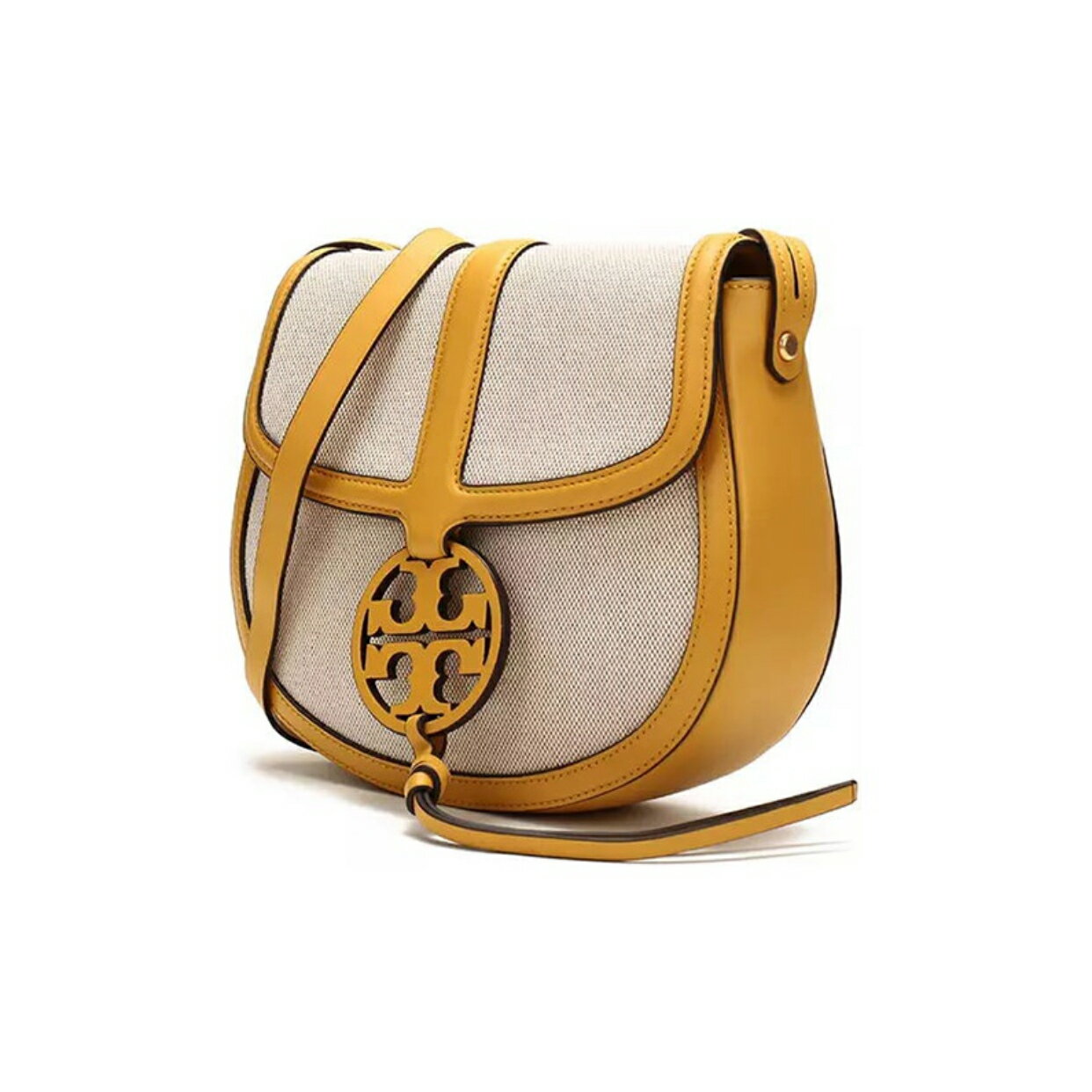 精選★TORY BURCH TB Miller 翻蓋 帆布拼皮 女款常規馬鞍包單肩斜挎包 65054~【夏日美包★菲尼斯 國際精品↘3折起】 1