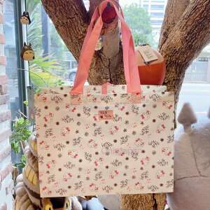 真愛日本 凱蒂貓kitty 吮指花朵白 輕量提袋 扣式提袋 方寬底提袋 不織布手提袋 A3 環保便當袋 便當袋 環保袋 輕量 方便 購物袋