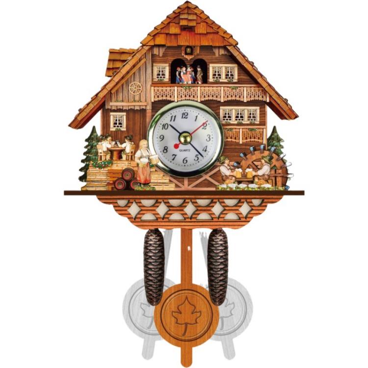 布谷鳥掛鐘可彈出發聲咕咕報時鬧鐘北歐復古老式客廳裝飾鐘表家用 全館85折！
