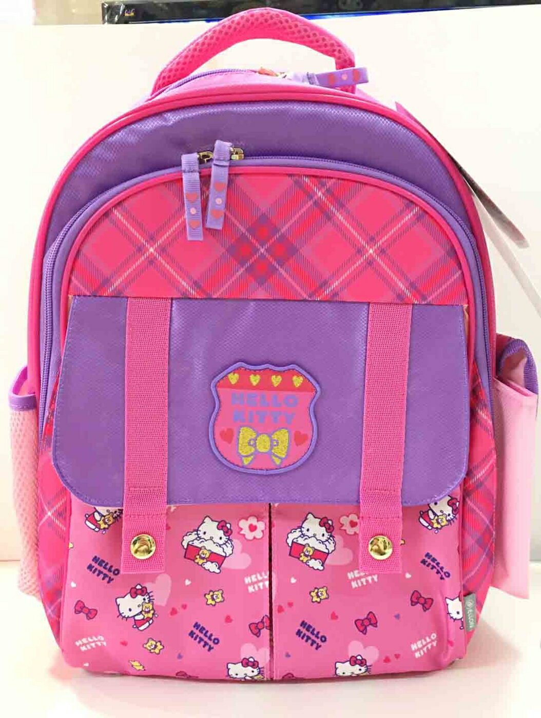 【震撼精品百貨】Hello Kitty 凱蒂貓 KITTY後背包/書包 粉紫色 小熊#97719 震撼日式精品百貨