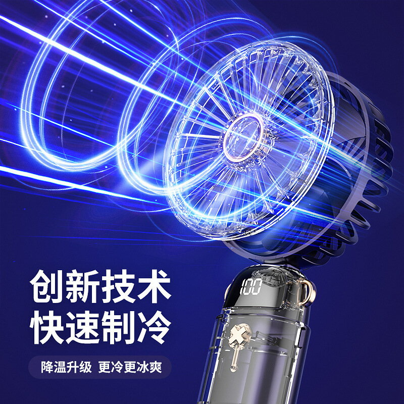 USB手持風扇迷你便攜式學生小風扇數顯折疊香薰小電風扇定製logo【北歐家居生活】