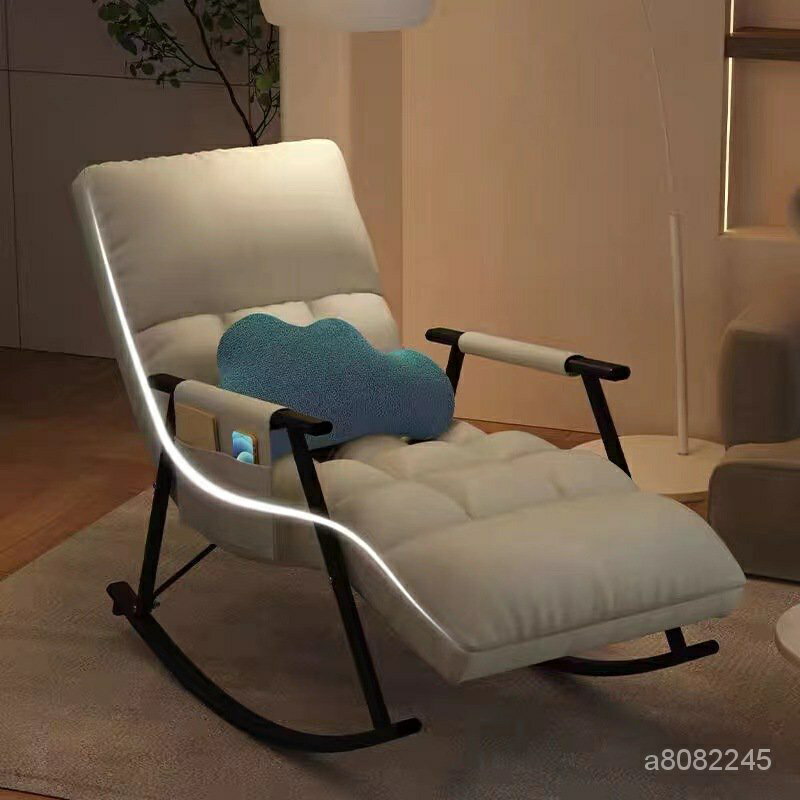 科技佈搖椅躺椅大人陽臺傢用休閒可躺可睡懶人沙髮單人搖搖椅 N88D