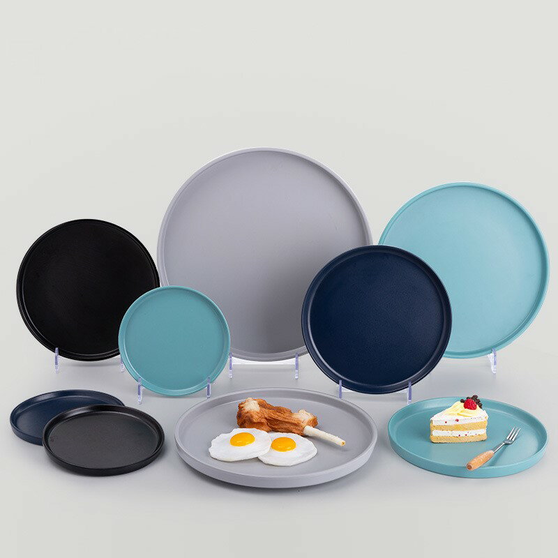 北歐密胺盤子創意早餐西餐牛排盤仿瓷網紅餐具圓形塑料菜盤水果盤