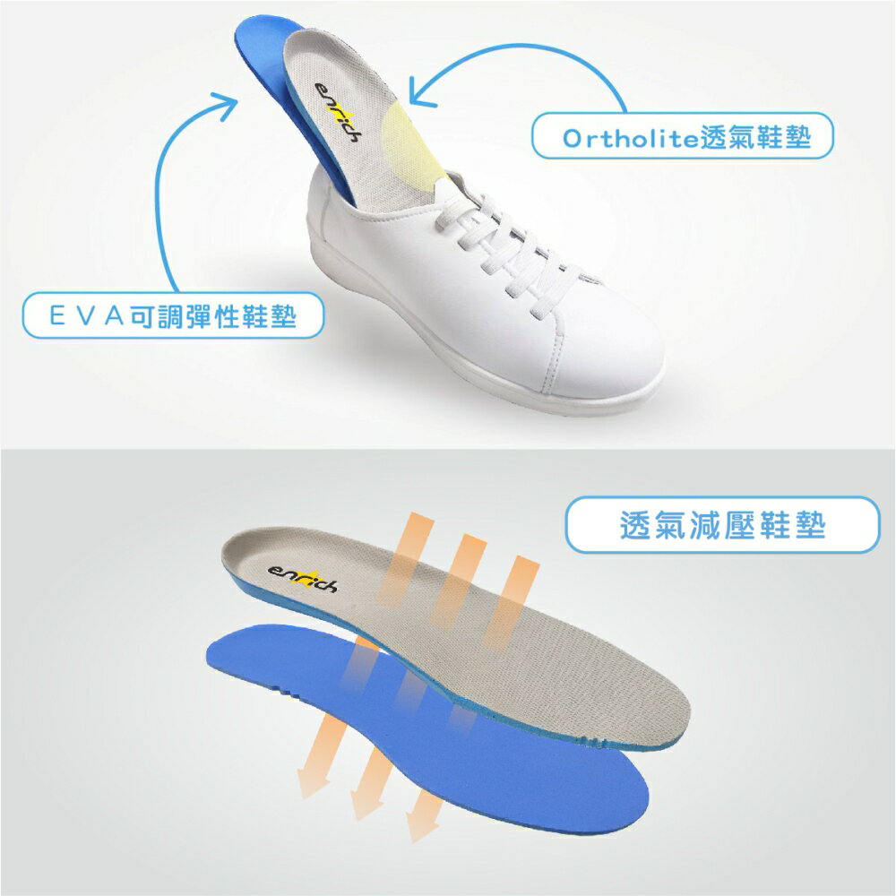 【ENRICH多功能足適鞋】NS3004(33-45) 男/女 雲柔護師鞋 護士鞋 小白鞋 機能鞋 健康鞋 健走鞋 4