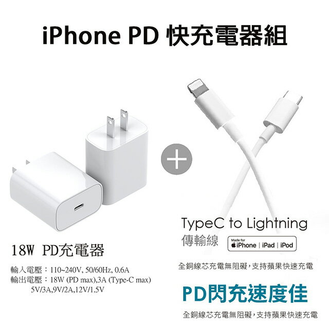 【HERO】iPhone PD 閃電充電器+Type-C to Lightning 蘋果認證PD快充線