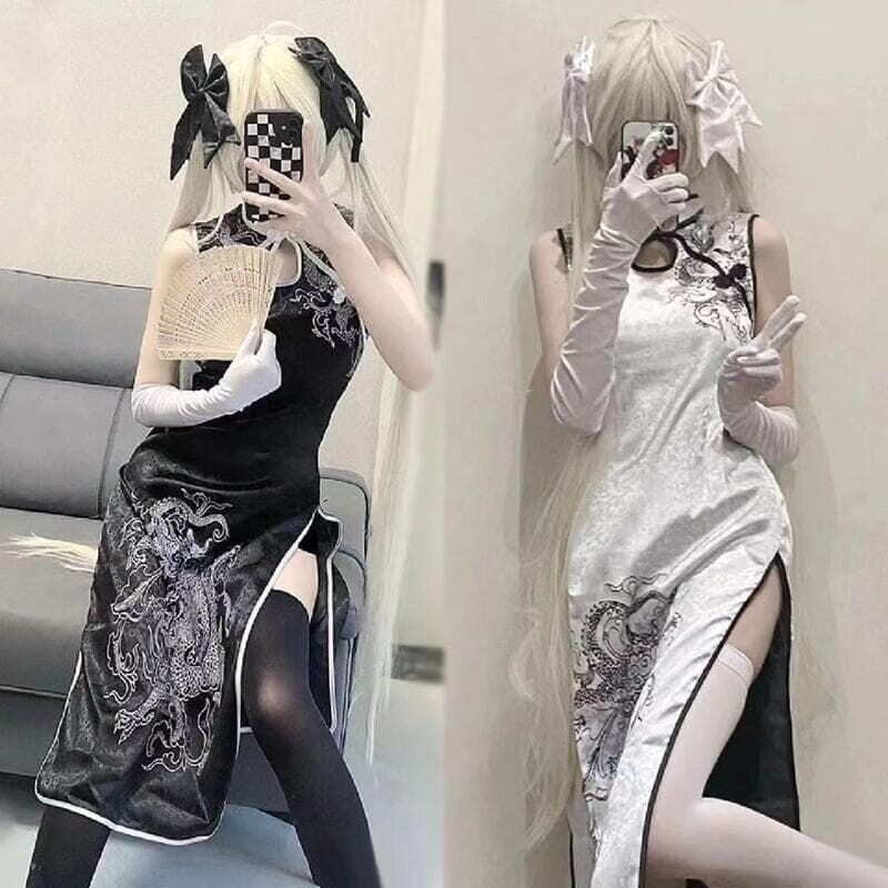 快速出貨現貨免運 cos服 緣之空春日野穹旗袍假發扇子cosplay拳套禦姐服裝套裝