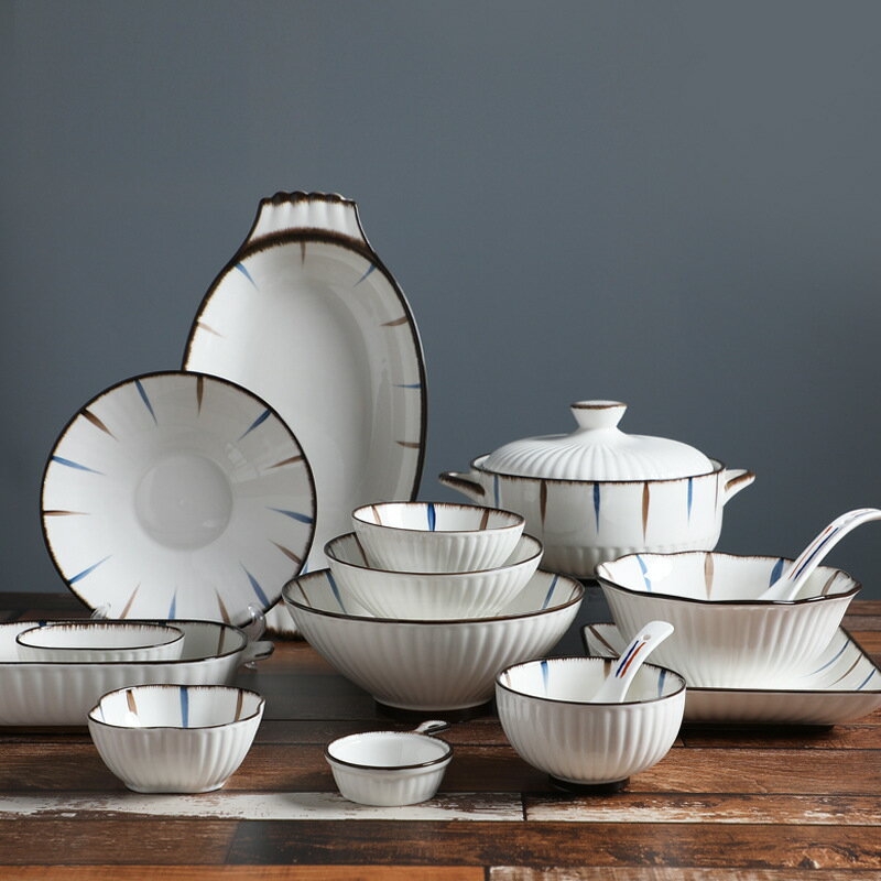 碗碟套裝家用高檔日式輕奢陶瓷碗盤碗筷餐具自由組合飯碗裝菜盤子