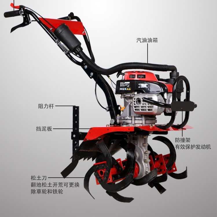 【最低價】【公司貨】新款耕田機水陸兩用打田機大棚果園松土四驅汽油多功能除草微耕機 6