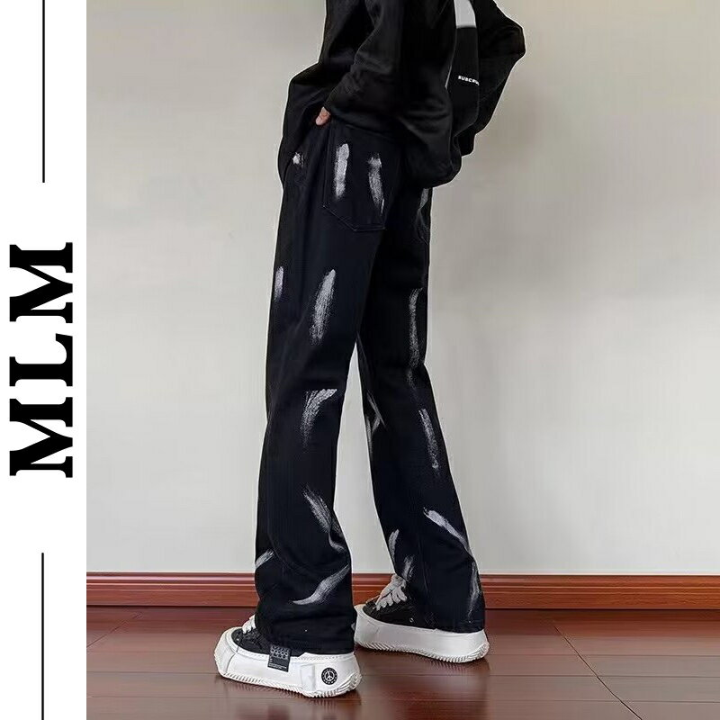 美式復古 高街牛仔褲男 Vintage風 顯瘦 直筒寬鬆 拖拖地褲 小眾設計感 Ins潮牌 長褲【MLM】