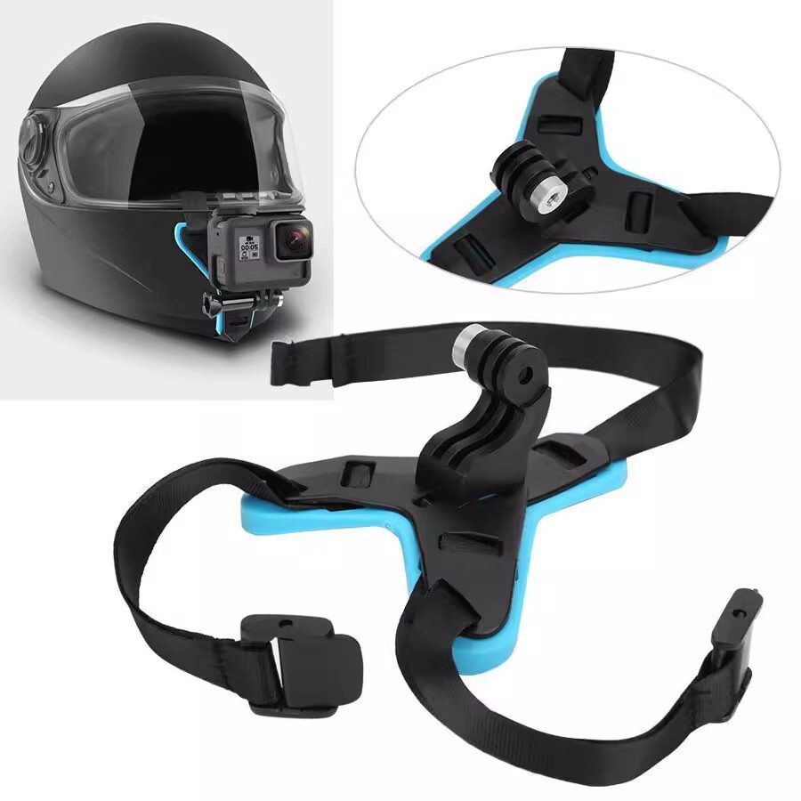 運動相機頭盔下巴支架gopro11/10/9/7/6大疆騎行拍攝綁帶固定配件【博野五金】