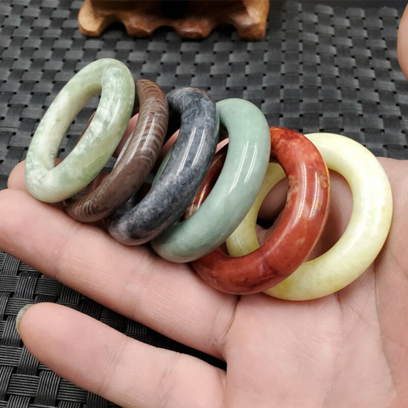 天然玉石岫玉圓環吊墜雞血玉平安環吊墜青花平安扣吊墜藍田玉車掛