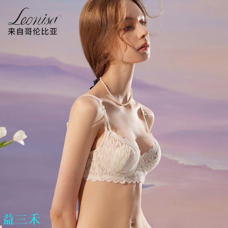 Leonisa蕾絲內衣女夏季薄款大胸顯小胸防下垂超薄法式純欲文胸罩-益三禾