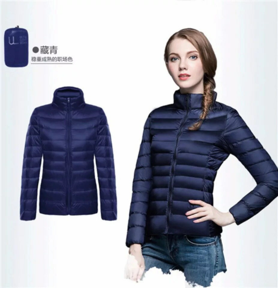【歐美大碼】2024新款輕薄羽絨服女白鴨絨立領羽絨服女士短款外套「新年特惠」