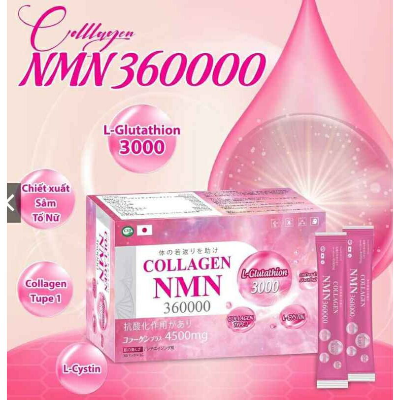 Collagen NMN 360000 Da Sáng Mịn Màng Hộp 30 gói x 3g