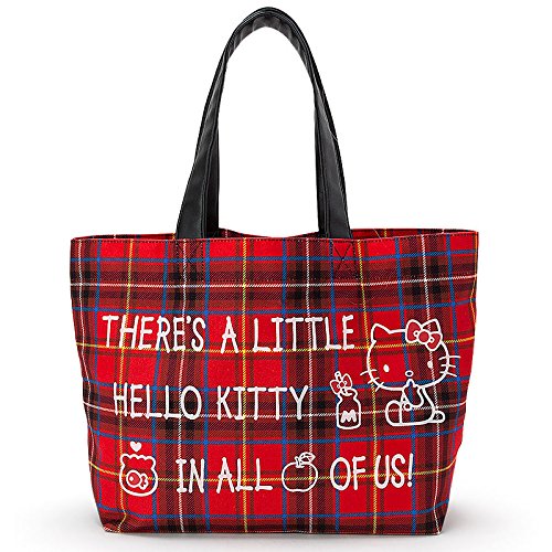 <br/><br/>  X射線【C779316】Hello Kitty 紅格紋手提袋，收納包/文具包/隨身包/手提包/零錢包/交換禮物/禮品<br/><br/>