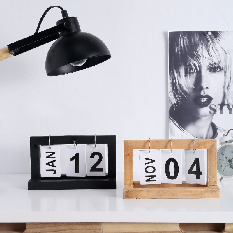 北歐ins創意木質桌面日曆 簡約現代書房桌曆 擺飾品