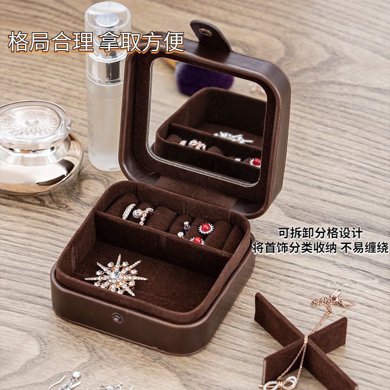歐式復古首飾收納盒戒指耳環飾品盒子便攜鋼印首飾盒項鏈收納盒子