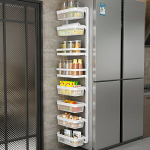 打孔/免打孔廚房冰箱衛生間掛架側壁收納架側面廚房調料盒收納架