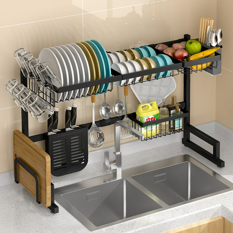 免運 置物架 伸縮廚房水槽置物架用品家用大全碗架瀝水架多功能碗盤碗碟收納架