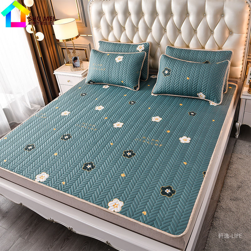 泰國乳胶凉席涼蓆 單人雙人加大涼席三件組 純色冰涼墊空調軟席 裸睡天絲席 舒適涼感 涼感絲寢具1 0