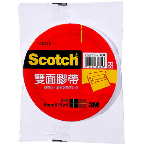 3M Scotch 雙面膠帶 6mmX15yd 單入袋裝
