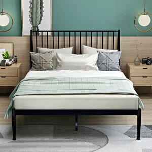 【免運】鋼木床 北歐式鐵床簡約鐵藝床單雙人床鐵架床1.8米成人主臥鐵床