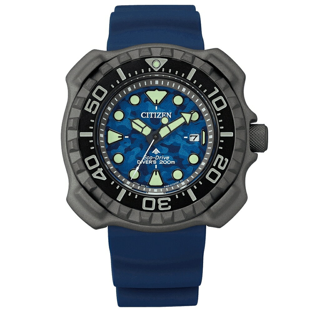 【Time Piece】CITIZEN PROMASTER 超級鈦光動能200米潛水腕錶-迷彩藍(BN0227-09L) [APP下單享4%點數]